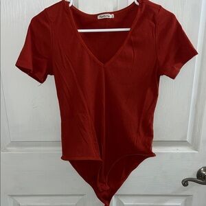 Heart Hips Deep Red V-Neck Bodysuit